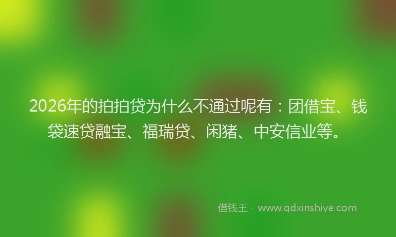 2026年的拍拍贷为什么不通过呢有：团借宝、钱袋速贷融宝、福瑞贷、闲猪、中安信业等。