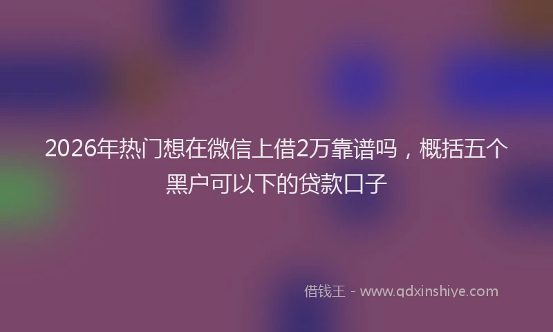 2026年热门想在微信上借2万靠谱吗,概括五个黑户可以下的贷款口子