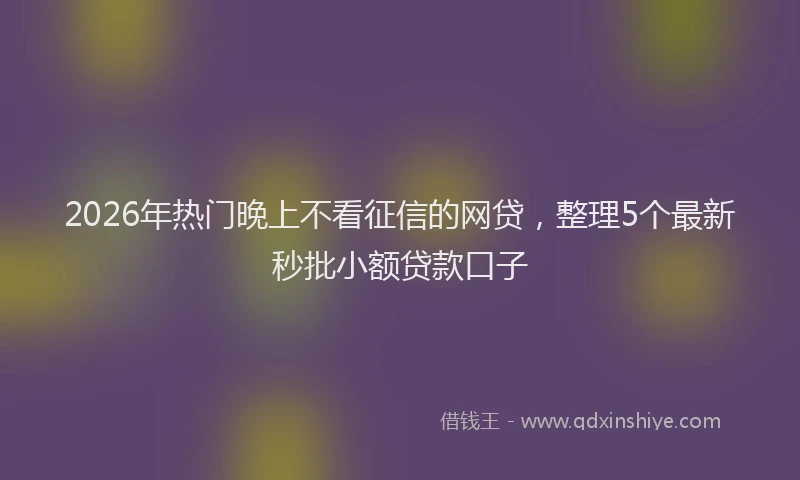 2026年热门晚上不看征信的网贷，整理5个最新秒批小额贷款口子
