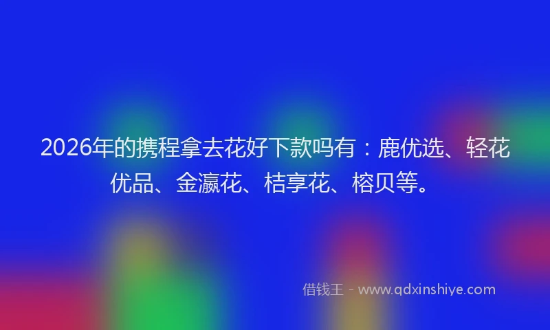 2026年的携程拿去花好下款吗有：鹿优选、轻花优品、金瀛花、桔享花、榕贝等。