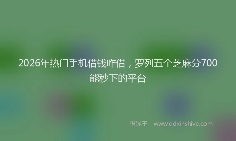 2026年热门手机借钱咋借，罗列五个芝麻分700能秒下的平台
