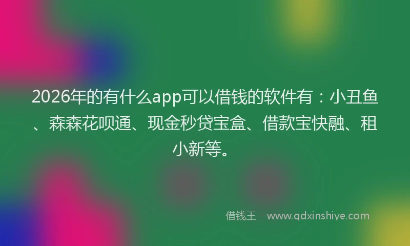 2026年的有什么app可以借钱的软件有：小丑鱼、森森花呗通、现金秒贷宝盒、借款宝快融、租小新等。