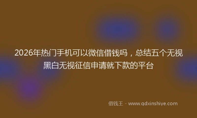 2026年热门手机可以微信借钱吗，总结五个无视黑白无视征信申请就下款的平台