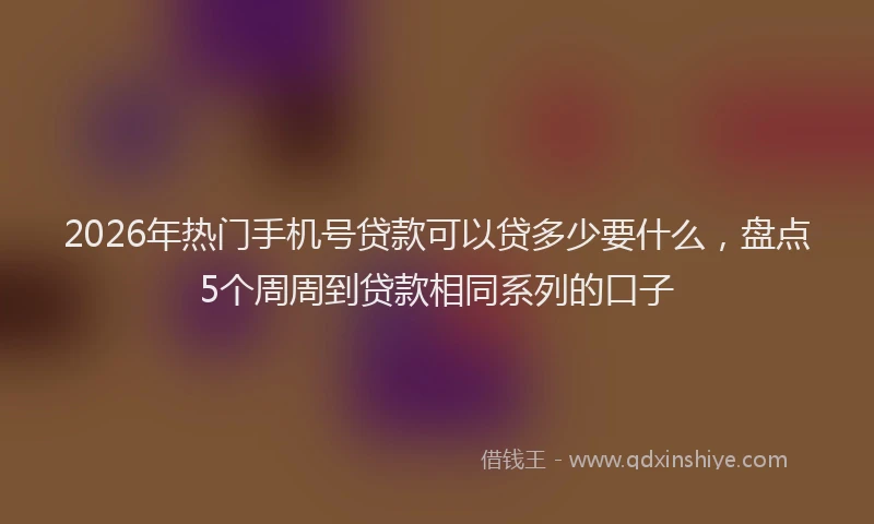 2026年热门手机号贷款可以贷多少要什么，盘点5个周周到贷款相同系列的口子