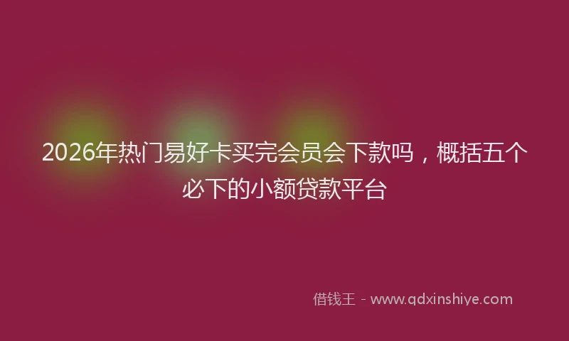 2026年热门易好卡买完会员会下款吗，概括五个必下的小额贷款平台