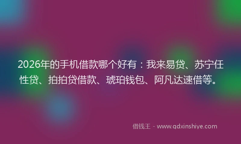 2026年的手机借款哪个好有：我来易贷、苏宁任性贷、拍拍贷借款、琥珀钱包、阿凡达速借等。