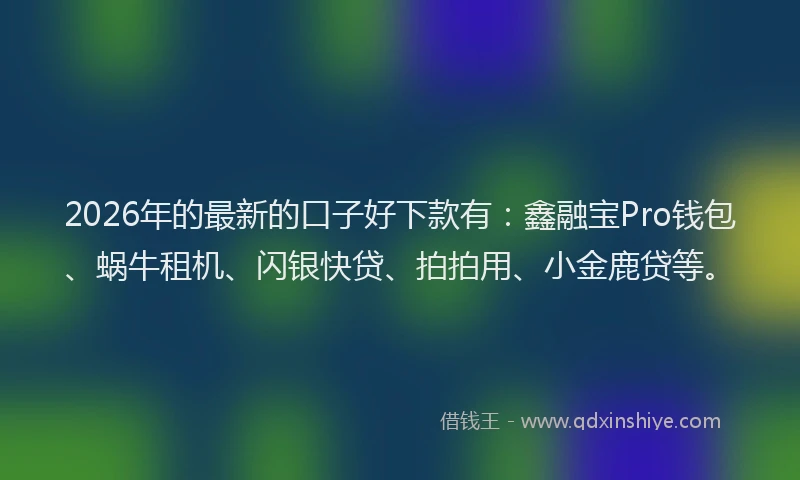2026年的最新的口子好下款有：鑫融宝Pro钱包、蜗牛租机、闪银快贷、拍拍用、小金鹿贷等。