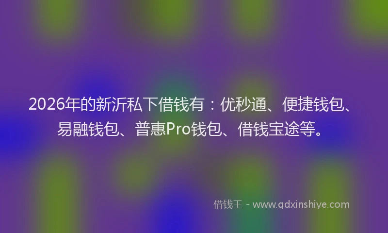 2026年的新沂私下借钱有：优秒通、便捷钱包、易融钱包、普惠Pro钱包、借钱宝途等。
