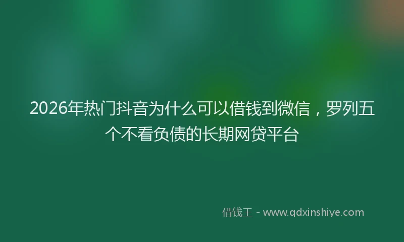 2026年热门抖音为什么可以借钱到微信，罗列五个不看负债的长期网贷平台