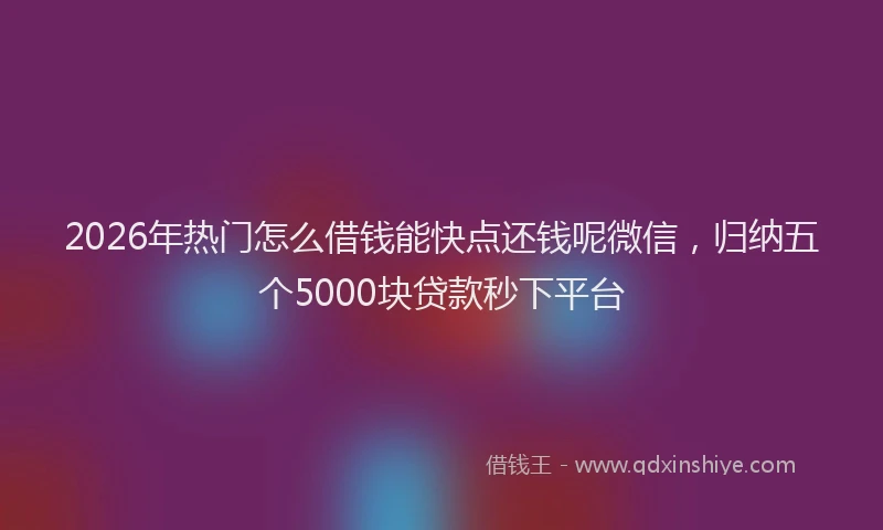 2026年热门怎么借钱能快点还钱呢微信，归纳五个5000块贷款秒下平台