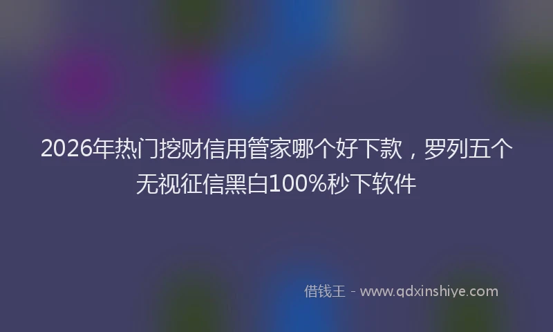 2026年热门挖财信用管家哪个好下款，罗列五个无视征信黑白100%秒下软件