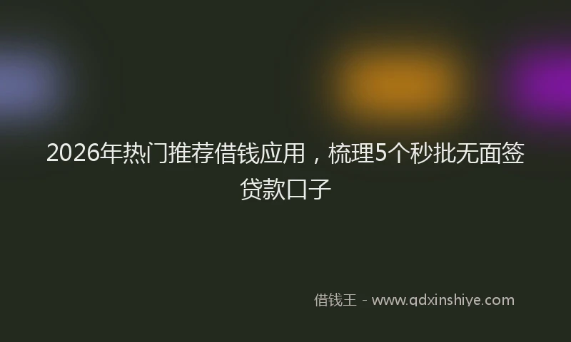 2026年热门推荐借钱应用，梳理5个秒批无面签贷款口子