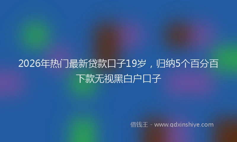 2026年热门最新贷款口子19岁，归纳5个百分百下款无视黑白户口子