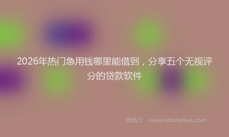 2026年热门急用钱哪里能借到，分享五个无视评分的贷款软件