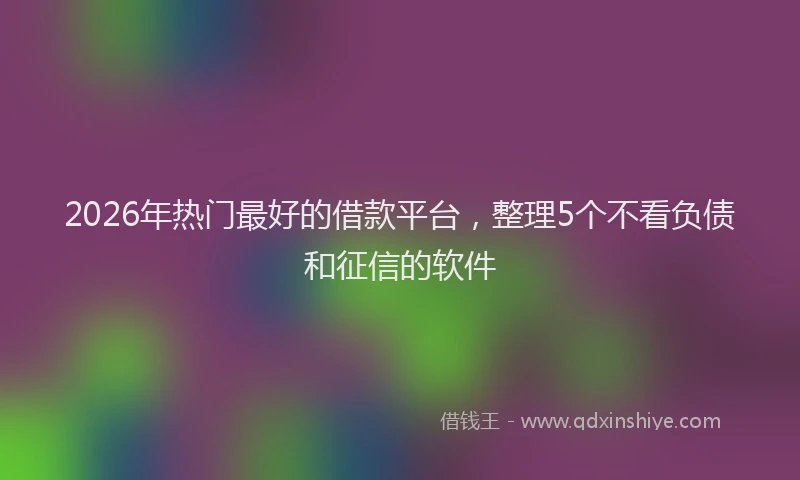 2026年热门最好的借款平台，整理5个不看负债和征信的软件