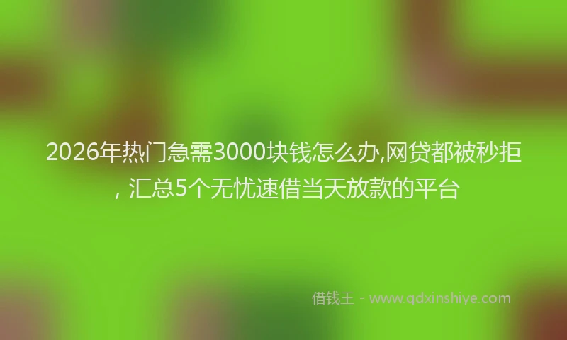 2026年热门急需3000块钱怎么办,网贷都被秒拒，汇总5个无忧速借当天放款的平台