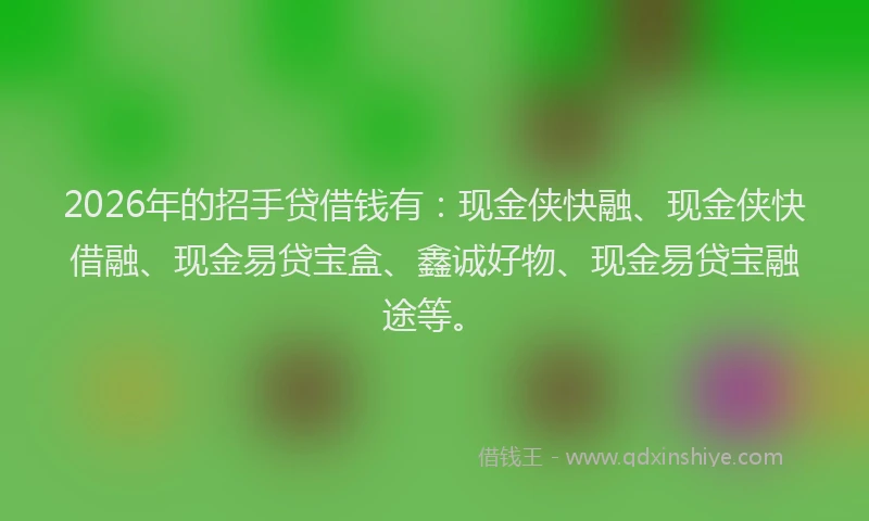 2026年的招手贷借钱有：现金侠快融、现金侠快借融、现金易贷宝盒、鑫诚好物、现金易贷宝融途等。