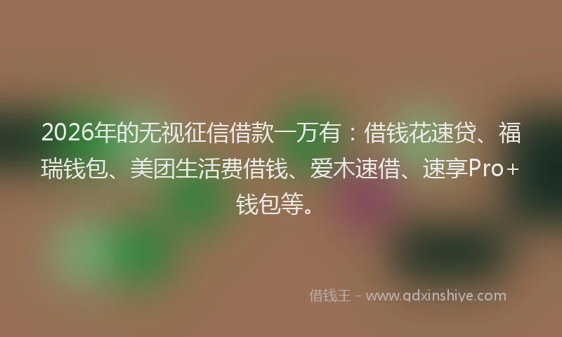 2026年的无视征信借款一万有：借钱花速贷、福瑞钱包、美团生活费借钱、爱木速借、速享Pro+钱包等。
