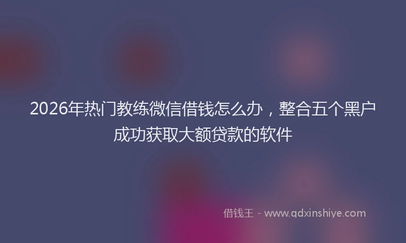2026年热门教练微信借钱怎么办，整合五个黑户成功获取大额贷款的软件