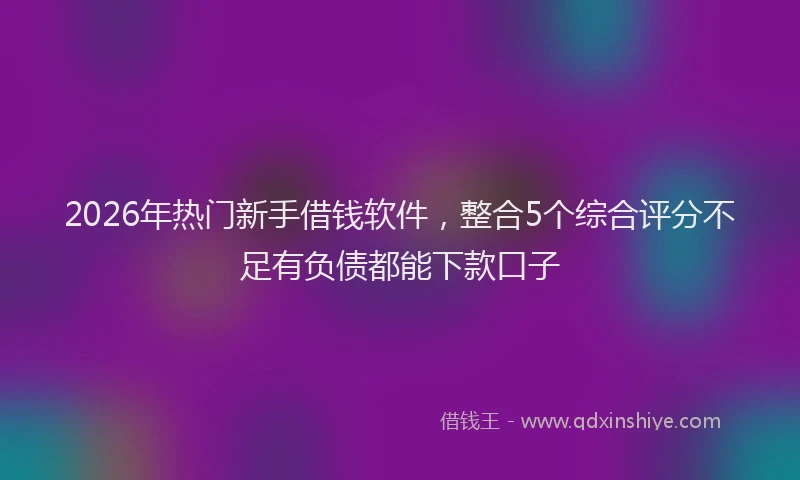 2026年热门新手借钱软件，整合5个综合评分不足有负债都能下款口子