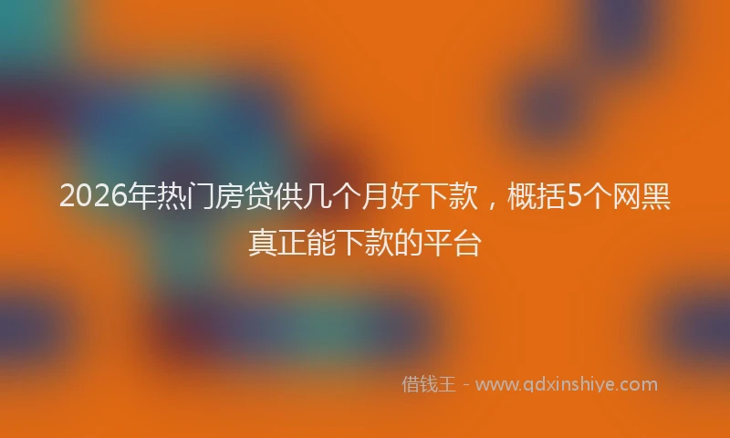 2026年热门房贷供几个月好下款，概括5个网黑真正能下款的平台