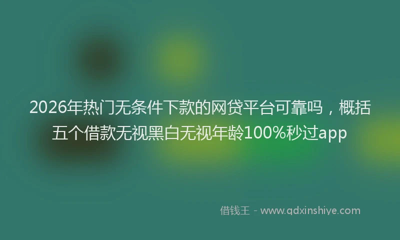 2026年热门无条件下款的网贷平台可靠吗，概括五个借款无视黑白无视年龄100%秒过app