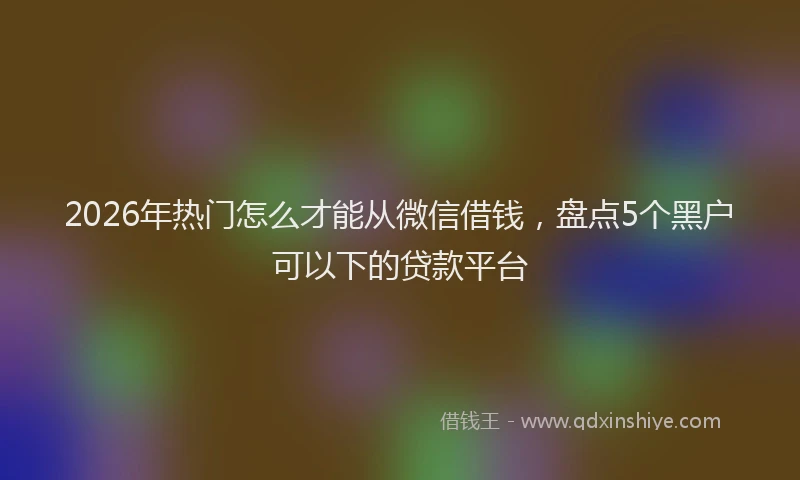 2026年热门怎么才能从微信借钱，盘点5个黑户可以下的贷款平台