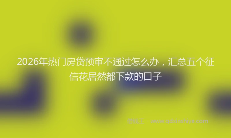 2026年热门房贷预审不通过怎么办，汇总五个征信花居然都下款的口子