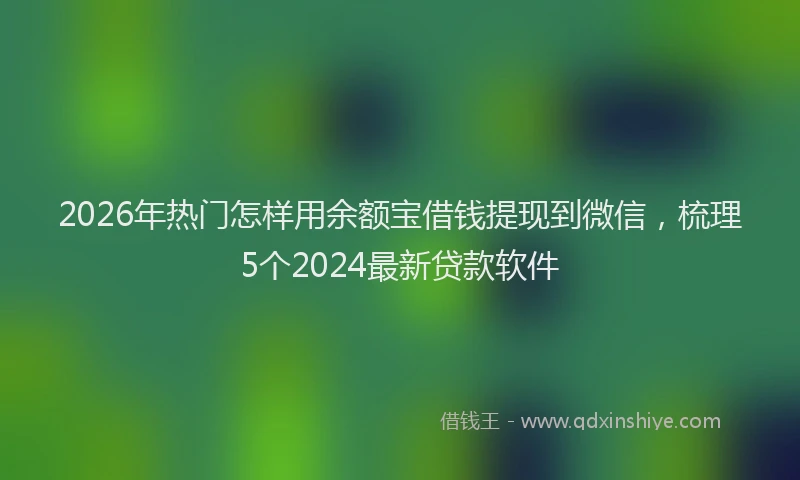 2026年热门怎样用余额宝借钱提现到微信，梳理5个2024最新贷款软件