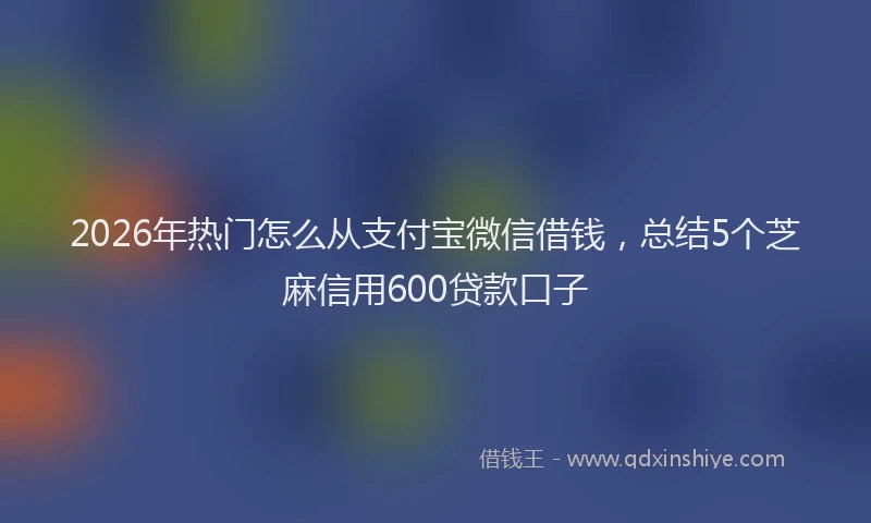 2026年热门怎么从支付宝微信借钱，总结5个芝麻信用600贷款口子