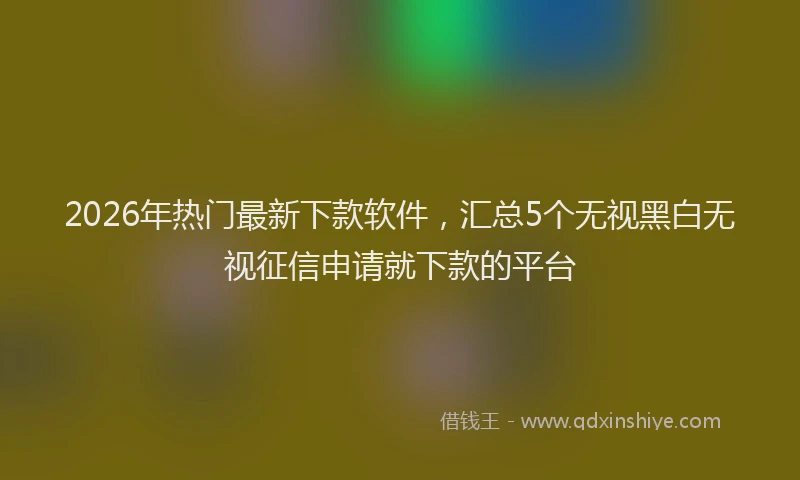 2026年热门最新下款软件，汇总5个无视黑白无视征信申请就下款的平台