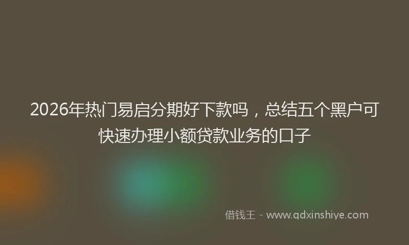2026年热门易启分期好下款吗，总结五个黑户可快速办理小额贷款业务的口子