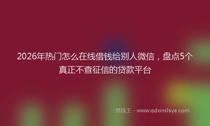 2026年热门怎么在线借钱给别人微信，盘点5个真正不查征信的贷款平台