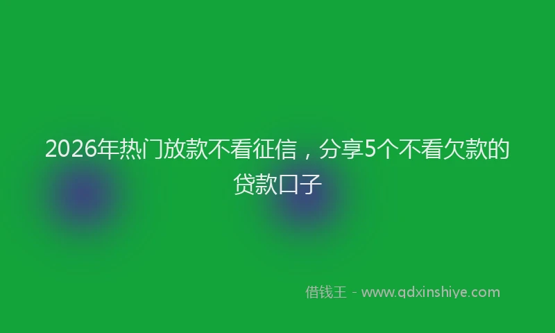 2026年热门放款不看征信，分享5个不看欠款的贷款口子