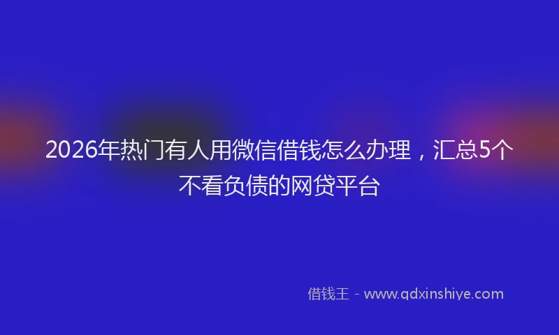 2026年热门有人用微信借钱怎么办理，汇总5个不看负债的网贷平台
