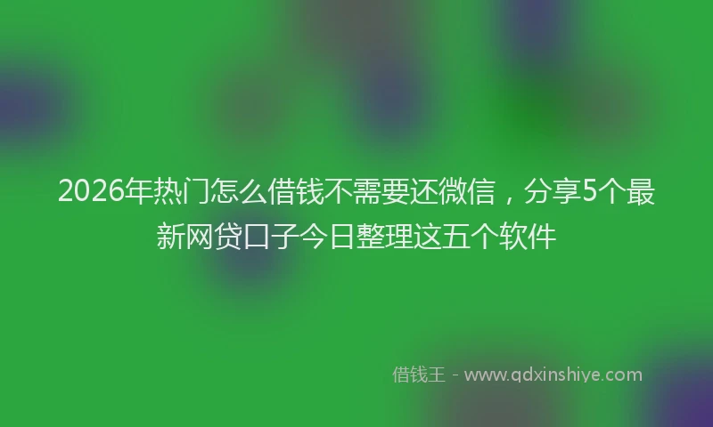 2026年热门怎么借钱不需要还微信，分享5个最新网贷口子今日整理这五个软件