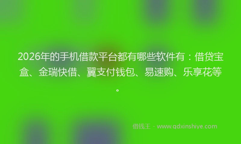 2026年的手机借款平台都有哪些软件有：借贷宝盒、金瑞快借、翼支付钱包、易速购、乐享花等。