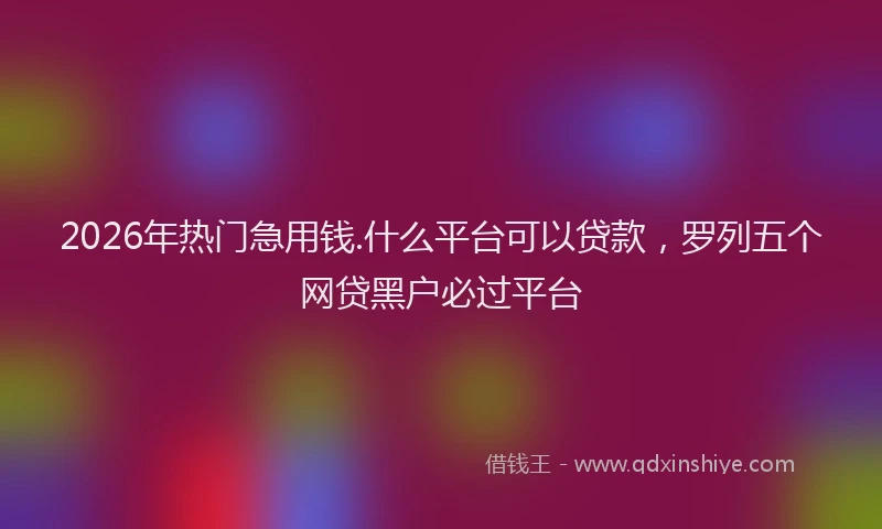 2026年热门急用钱.什么平台可以贷款，罗列五个网贷黑户必过平台