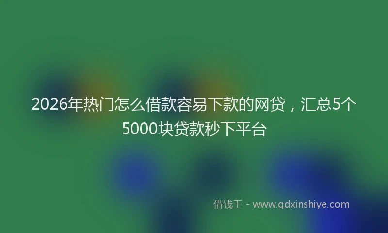 2026年热门怎么借款容易下款的网贷，汇总5个5000块贷款秒下平台