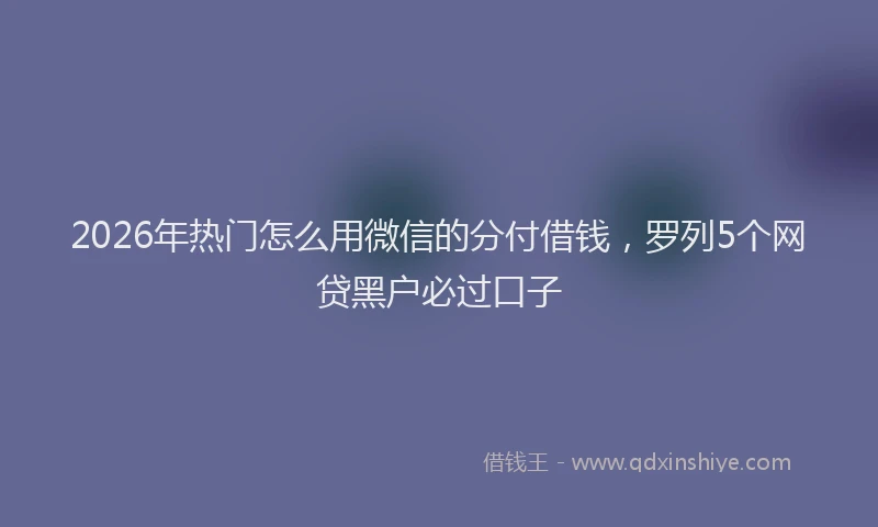 2026年热门怎么用微信的分付借钱，罗列5个网贷黑户必过口子