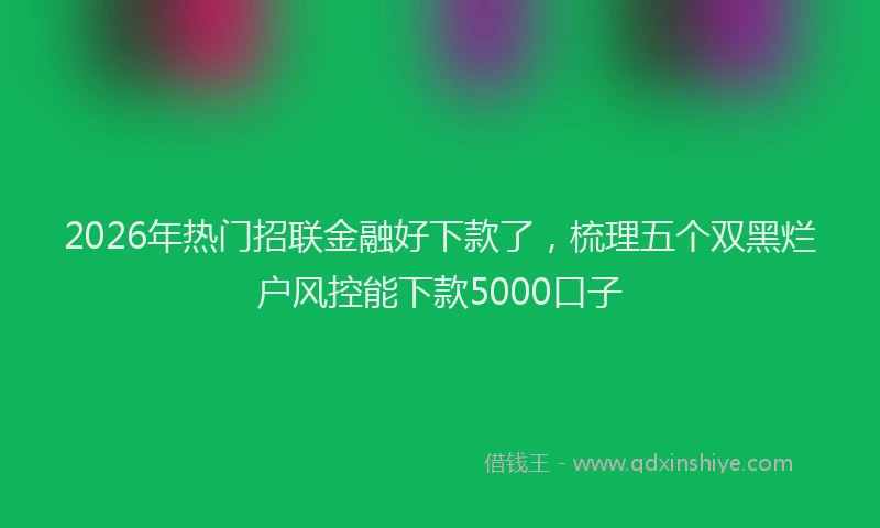 2026年热门招联金融好下款了，梳理五个双黑烂户风控能下款5000口子