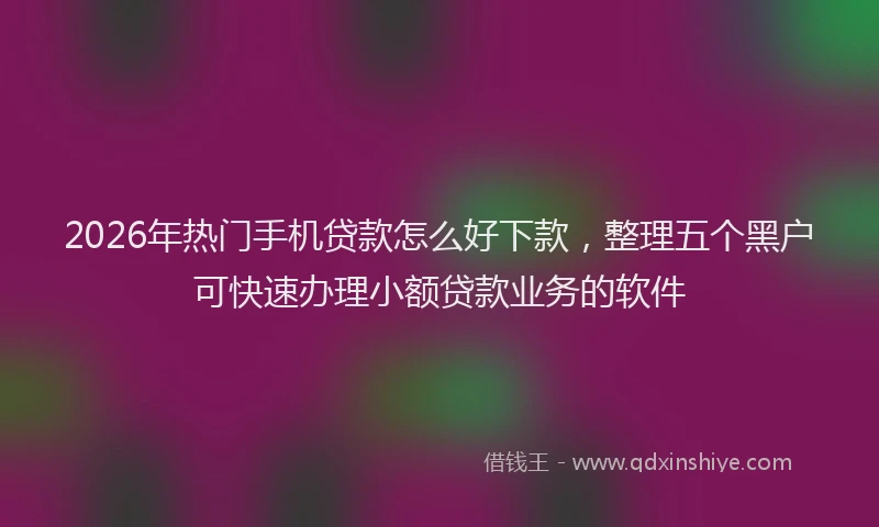 2026年热门手机贷款怎么好下款，整理五个黑户可快速办理小额贷款业务的软件