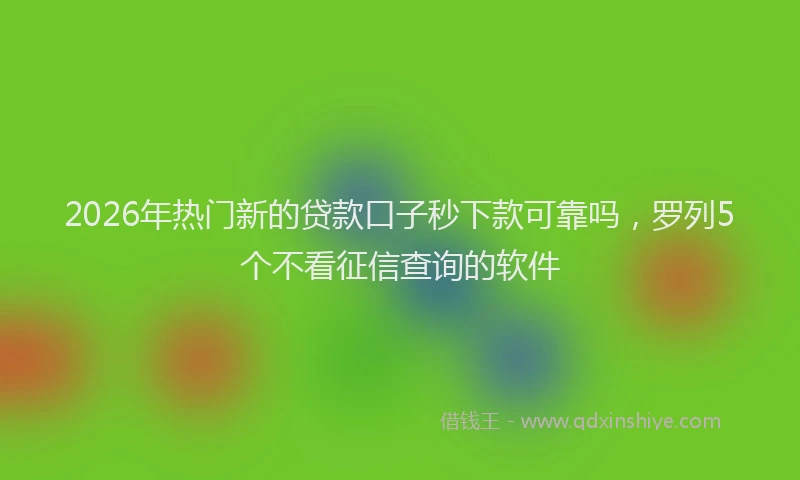 2026年热门新的贷款口子秒下款可靠吗，罗列5个不看征信查询的软件
