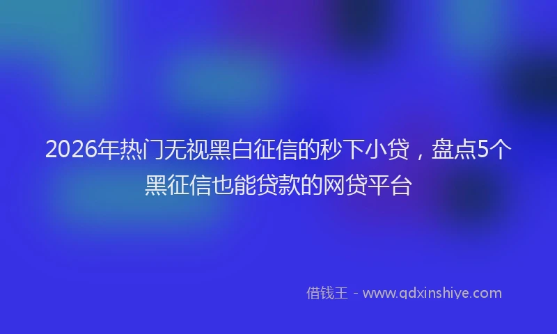 2026年热门无视黑白征信的秒下小贷，盘点5个黑征信也能贷款的网贷平台