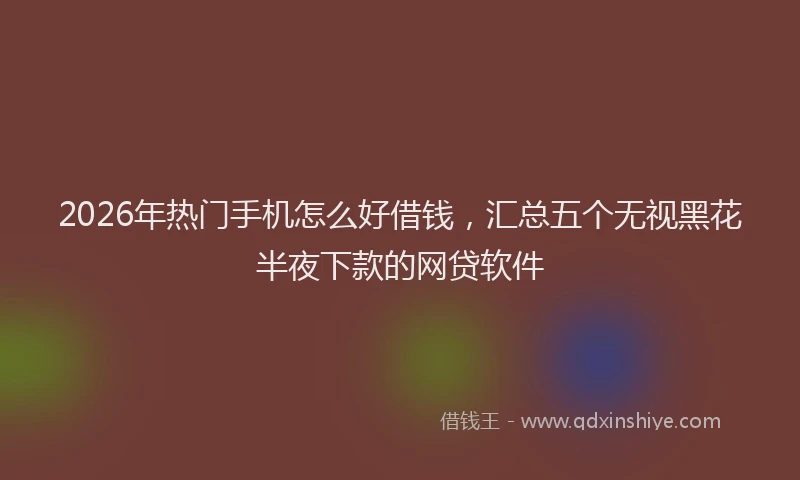 2026年热门手机怎么好借钱，汇总五个无视黑花半夜下款的网贷软件