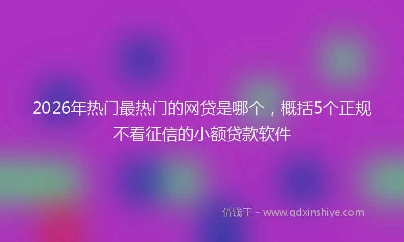 2026年热门最热门的网贷是哪个，概括5个正规不看征信的小额贷款软件