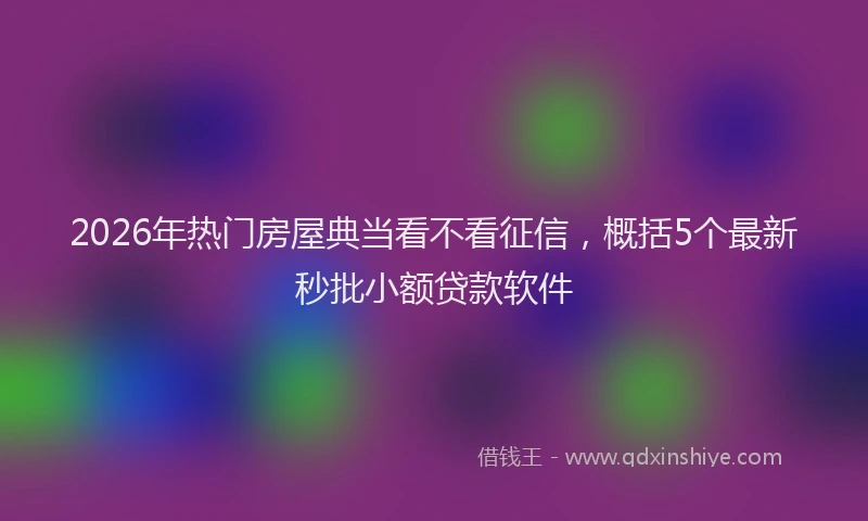 2026年热门房屋典当看不看征信,概括5个最新秒批小额贷款软件