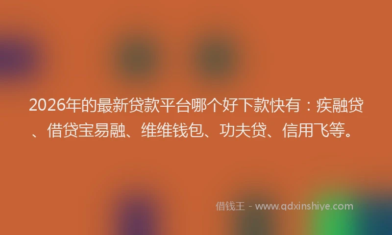 2026年的最新贷款平台哪个好下款快有:疾融贷、借贷宝易融、维维钱包、功夫贷、信用飞等。