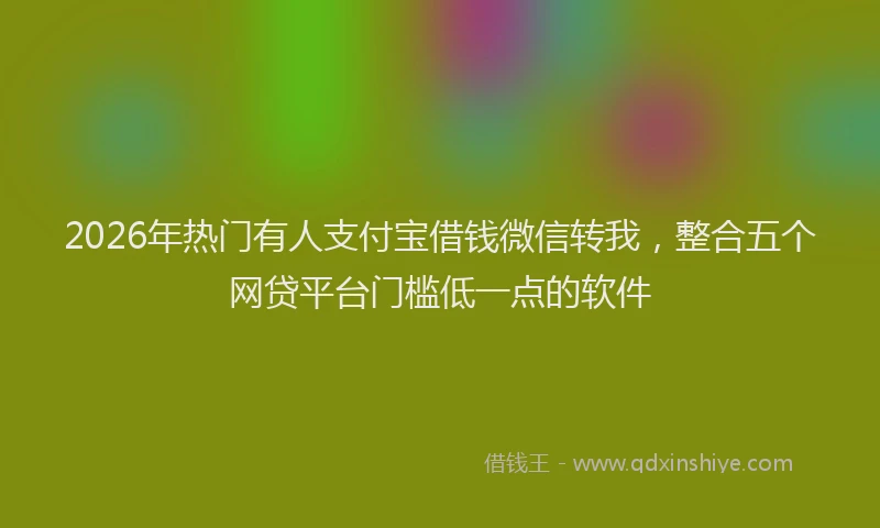 2026年热门有人支付宝借钱微信转我，整合五个网贷平台门槛低一点的软件