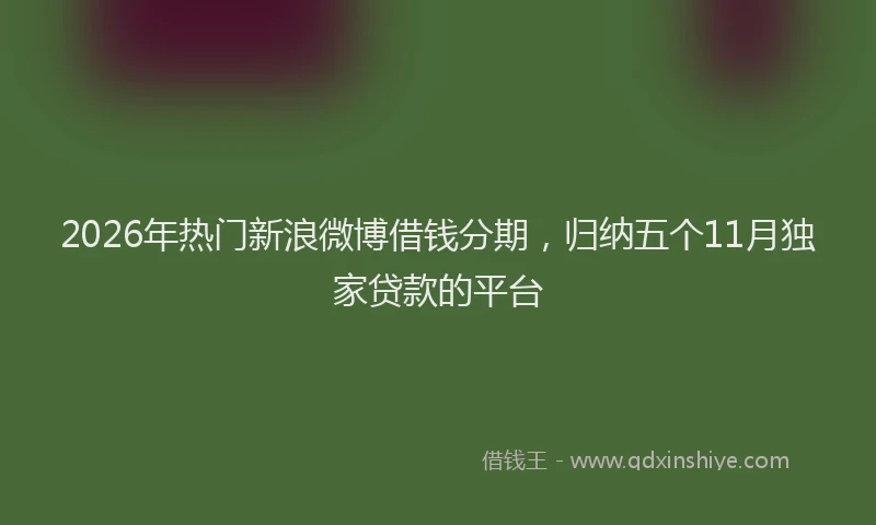 2026年热门新浪微博借钱分期，归纳五个11月独家贷款的平台